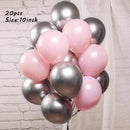 20pcs Chrome Metal Gold Silver Balloon Confetti Set Birthday Party Decorations Adult Kids Helium Globos Air Balls Wedding Decor