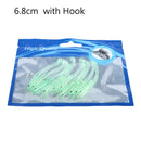 10 Pcs/Bag 8cm/2g Soft Shrimp Worms Fish Lure Silver Silicone Wobblers Fishing Tackle Jigging Maggot Fishing Bait Jig Head Bait