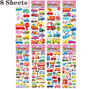 40 Sheets/lot Cartoon Stickers 3D Cartoons Characters Princess Random Puffy Sticker Gifts For Girls Boys Festival Party Stickers
