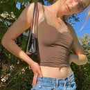 2021 Y2K Crop Tops Women Summer Corset Tank Top For GIrls Sexy E-girl Style Spaghetti Strap with Lace Clothes Basic Stretch Cami
