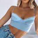 2021 Y2K Crop Tops Women Summer Corset Tank Top For GIrls Sexy E-girl Style Spaghetti Strap with Lace Clothes Basic Stretch Cami