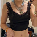 2021 Y2K Crop Tops Women Summer Corset Tank Top For GIrls Sexy E-girl Style Spaghetti Strap with Lace Clothes Basic Stretch Cami