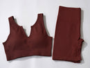 Women Seamless Yoga Sets Ribbed Workout Sets High Waisted Fitness Shorts Sexy Sports Bra with Padded Outdoor Clothing