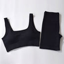 Women Seamless Yoga Sets Ribbed Workout Sets High Waisted Fitness Shorts Sexy Sports Bra with Padded Outdoor Clothing