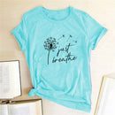 Dandelion Just Breathe Printed T-shirts Women Summer Shirts for Women Sleeve Graphic Tee Harajuku Crew Neck Camisetas Mujer