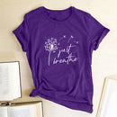 Dandelion Just Breathe Printed T-shirts Women Summer Shirts for Women Sleeve Graphic Tee Harajuku Crew Neck Camisetas Mujer