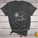 Dandelion Just Breathe Printed T-shirts Women Summer Shirts for Women Sleeve Graphic Tee Harajuku Crew Neck Camisetas Mujer
