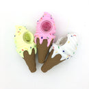 Silicone Smoking Pipe Smoke Pipe Pink Funny Ice Cream Pipe with Clean Cover and Decorative Bowl Interior