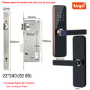 Tuya Wifi Electronic Smart Door Lock With Biometric Fingerprint / Smart Card / Password / Key Unlock/ USB Emergency Charge