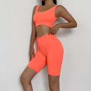 Seamless Yoga Sets Women Sports Suits Running Fitness Gym Shorts High Waist Biker Shorts 2 Piece Set Workout Set