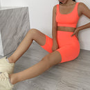 Seamless Yoga Sets Women Sports Suits Running Fitness Gym Shorts High Waist Biker Shorts 2 Piece Set Workout Set