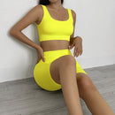 Seamless Yoga Sets Women Sports Suits Running Fitness Gym Shorts High Waist Biker Shorts 2 Piece Set Workout Set