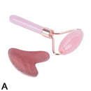 2pcs/Set Kamien Gua Sha Stone For Face Massage Rose Quartz Jade Stone Face Massage Roller Gua Sha Scraper Board Face