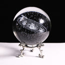 New 80mm K9 Crystal Solar System Planet Globe 3D Laser Engraved Sun System Ball with Touch Switch LED Light Base Astronomy Gifts