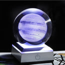 New 80mm K9 Crystal Solar System Planet Globe 3D Laser Engraved Sun System Ball with Touch Switch LED Light Base Astronomy Gifts