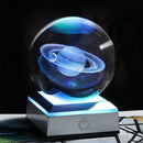 New 80mm K9 Crystal Solar System Planet Globe 3D Laser Engraved Sun System Ball with Touch Switch LED Light Base Astronomy Gifts