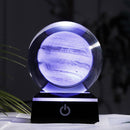 New 80mm K9 Crystal Solar System Planet Globe 3D Laser Engraved Sun System Ball with Touch Switch LED Light Base Astronomy Gifts