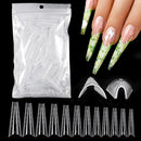 100 Pcs Poly Nail Gel Quick Building Mold Tips Nail Dual Forms Finger Extension Nail Art UV Builder Easy Find Nail Tools
