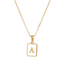 2021 Trend 18K Golden Chain Necklaces Male Square Natural Shell Initial Letters Pendant Stainless Steel Jewelry for Women Gifts