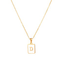 2021 Trend 18K Golden Chain Necklaces Male Square Natural Shell Initial Letters Pendant Stainless Steel Jewelry for Women Gifts
