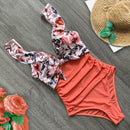2020 Sexy New Ruffle One Piece Swimsuit Off The Shoulder Swimwear Women Swimsuit Deep-V Bathing Suits Beach Wear Swim Suit