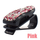 Car Accessories Diamond Woman Glasses Case Sun Visor Glasses Glasses Holder Ticket Document Pink Auto Clip Handmade Products