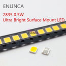 100pcs SMD LED 2835 White Chip 0.5 W 3V 6V 9V 18V 50-55LM Ultra Bright Surface Mount LED Light Emitting Diode Lamp