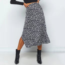 2021 New Sexy Leopard Print Chiffon Split Skirt Casual Fashion Long Skirts for Women Spring Summer Zip Elegant Female Skirt