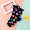 Dreamlikelin Spring Autumn Woman Funny Cotton Socks Smiley Print Korean Style Kawaii Smile Face Socks