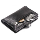 2021 RFID Card Holder with Organizer Coin Pocket Fashion Carbon Fiber Credit Card Holder Men Slim Wallet Anti-theft Card Case