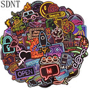 10/50 PCS Neon Light Stickers Aesthetic Classic Retro Neon Style Anime Graffiti Cute Stickers Decals DIY Car Laptop Phone Bike
