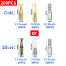 100Pcs/lot 2.8/4.8/6.3mm Female and male Crimp Terminal Connector Gold Brass/Silver Car Speaker Electric Wire Connectors Set