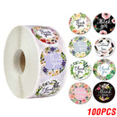 100-500pcs Thank You Round Sticker Scrapbook Envelope Seal Sticker Gift Flower Decoration Stationery Label Sticker