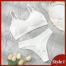 2PCS Bra Set Women Sexy Bralette Sexy Female Underwear Lingerie Basic Stretchy Tank Crop Top Ribbed Tops Girls Fashion Brassiere