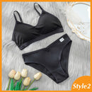 2PCS Bra Set Women Sexy Bralette Sexy Female Underwear Lingerie Basic Stretchy Tank Crop Top Ribbed Tops Girls Fashion Brassiere