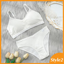 2PCS Bra Set Women Sexy Bralette Sexy Female Underwear Lingerie Basic Stretchy Tank Crop Top Ribbed Tops Girls Fashion Brassiere