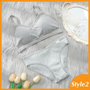 2PCS Bra Set Women Sexy Bralette Sexy Female Underwear Lingerie Basic Stretchy Tank Crop Top Ribbed Tops Girls Fashion Brassiere