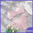 2PCS Bra Set Women Sexy Bralette Sexy Female Underwear Lingerie Basic Stretchy Tank Crop Top Ribbed Tops Girls Fashion Brassiere