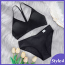 2PCS Bra Set Women Sexy Bralette Sexy Female Underwear Lingerie Basic Stretchy Tank Crop Top Ribbed Tops Girls Fashion Brassiere