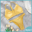 2PCS Bra Set Women Sexy Bralette Sexy Female Underwear Lingerie Basic Stretchy Tank Crop Top Ribbed Tops Girls Fashion Brassiere