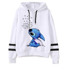 Kawaii Stitch Ohana Hoodies Women Disney Cartoon Lilo Stitch Graphic Streetwear Anime Unisex Korean Style Sweatshirts Female