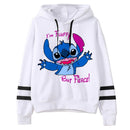 Kawaii Stitch Ohana Hoodies Women Disney Cartoon Lilo Stitch Graphic Streetwear Anime Unisex Korean Style Sweatshirts Female