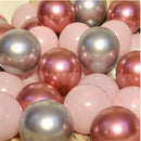 12pcs/lot Pink Latex Balloon Chrome Red Hot Pink Silver Metal Balloon Baby Shower Birthday Party Wedding Decorations Air Globos