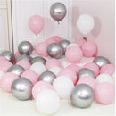 12pcs/lot Pink Latex Balloon Chrome Red Hot Pink Silver Metal Balloon Baby Shower Birthday Party Wedding Decorations Air Globos