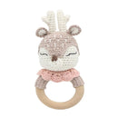 1pc Wooden Crochet Bunny Rattle Toy BPA Free Wood Ring Baby Teether Rodent Baby Gym Mobile Rattles Newborn Educational Toys