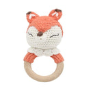 1pc Wooden Crochet Bunny Rattle Toy BPA Free Wood Ring Baby Teether Rodent Baby Gym Mobile Rattles Newborn Educational Toys