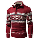 Men 2021 Autumn New Casual Jacquard Half Zip Polo Sweater Cardigan Jacket Men Winter Long Sleeve Mock Neck Sweater Pullover Men