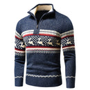 Men 2021 Autumn New Casual Jacquard Half Zip Polo Sweater Cardigan Jacket Men Winter Long Sleeve Mock Neck Sweater Pullover Men