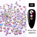 Clear Crystals AB Gold Sliver Mix Sizes Glass 3D Nail Art Rhinestones Beads Manicures For Nails Art Decorations DIY