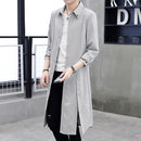 Men's mid-length windbreaker jacket and over-the-knee coat Chinese style men's road robe cardigan with sleeves and Hanfu gown
